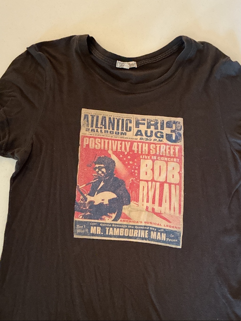 Lucky Brand Black Short-Sleeve Graphic Tee with Red & Cream Poster Print